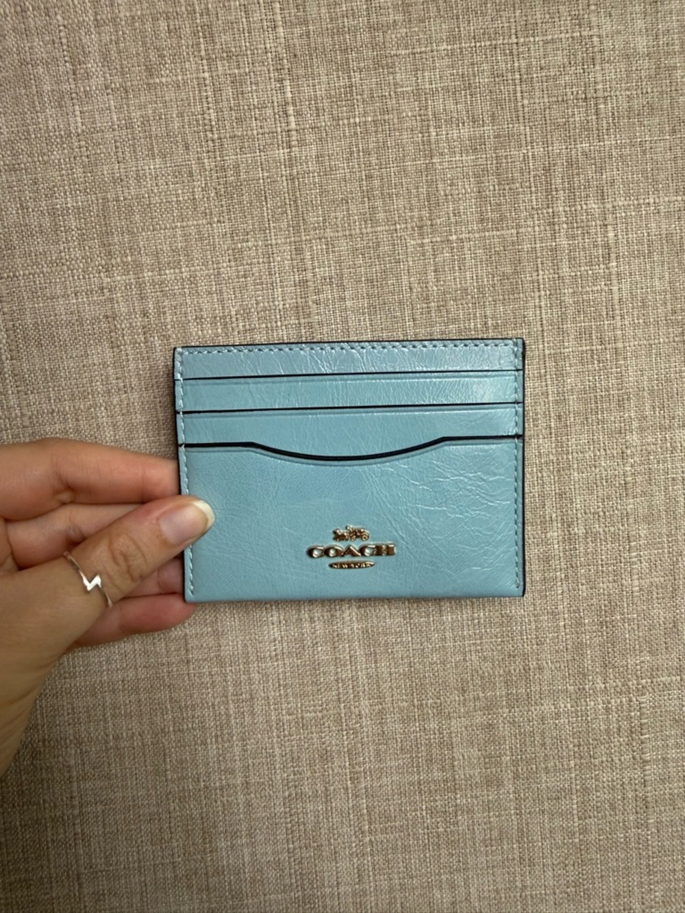 Coach Baby Blue Leather ID Card Holder